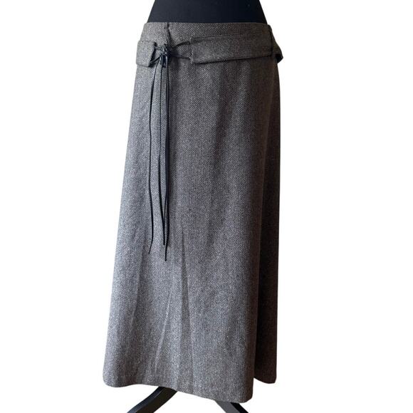 H&M Brown Tweed Midi Skirt Size 10 - Picture 1 of 6